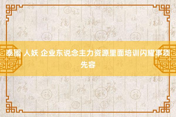 泰國 人妖 企业东说念主力资源里面培训闪耀事项先容